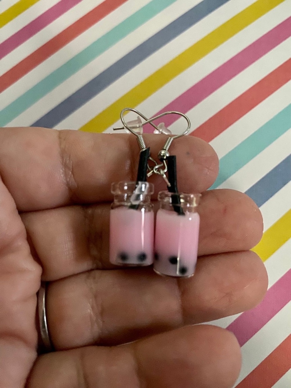 Pink Bubble Tea Charm Dangle Earrings for Women